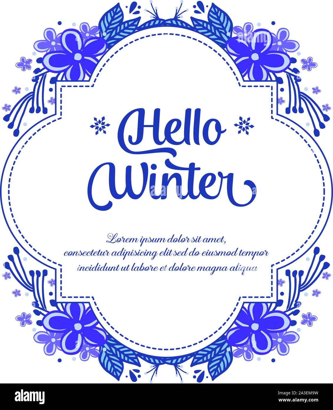 Carte de fond d'hiver bonjour, avec dessin de conception de pourpre floral frame. Vector Illustration de Vecteur