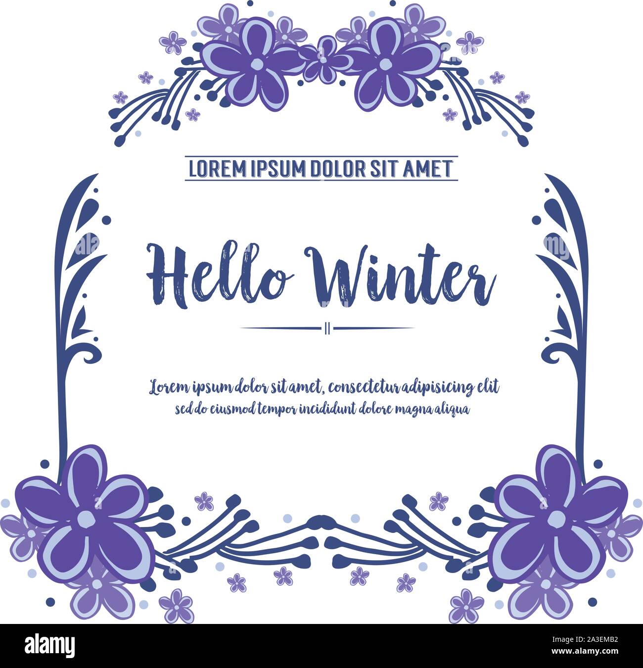 Carte de fond d'hiver bonjour, avec dessin de conception de pourpre floral frame. Vector Illustration de Vecteur