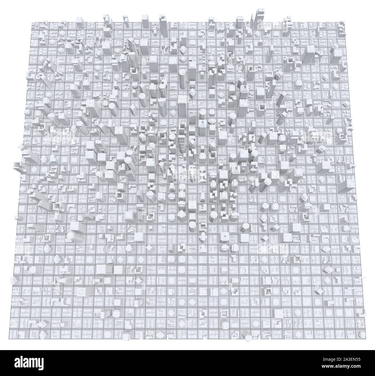 Centre-ville, sur fond blanc. Le rendu 3d. Banque D'Images