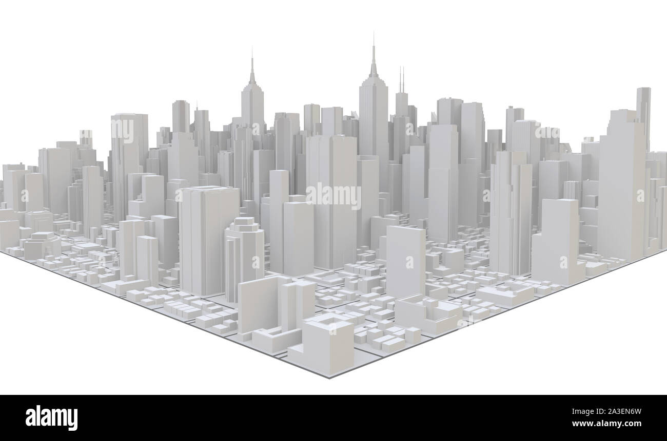 Centre-ville de White d'affaires dans le quartier. Ville moderne blanc. Le rendu 3d. Banque D'Images