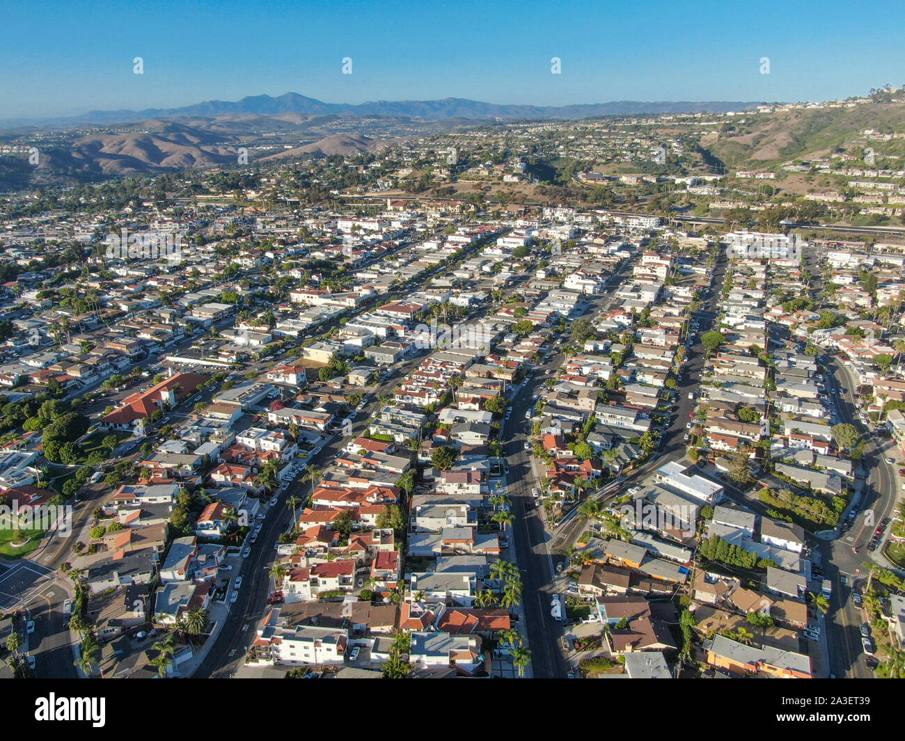 Vue aérienne de la ville de côte de San Clemente, Orange County, Californie, USA. Destination Voyage côte sud-ouest. Célèbre plage pour surfer. Banque D'Images