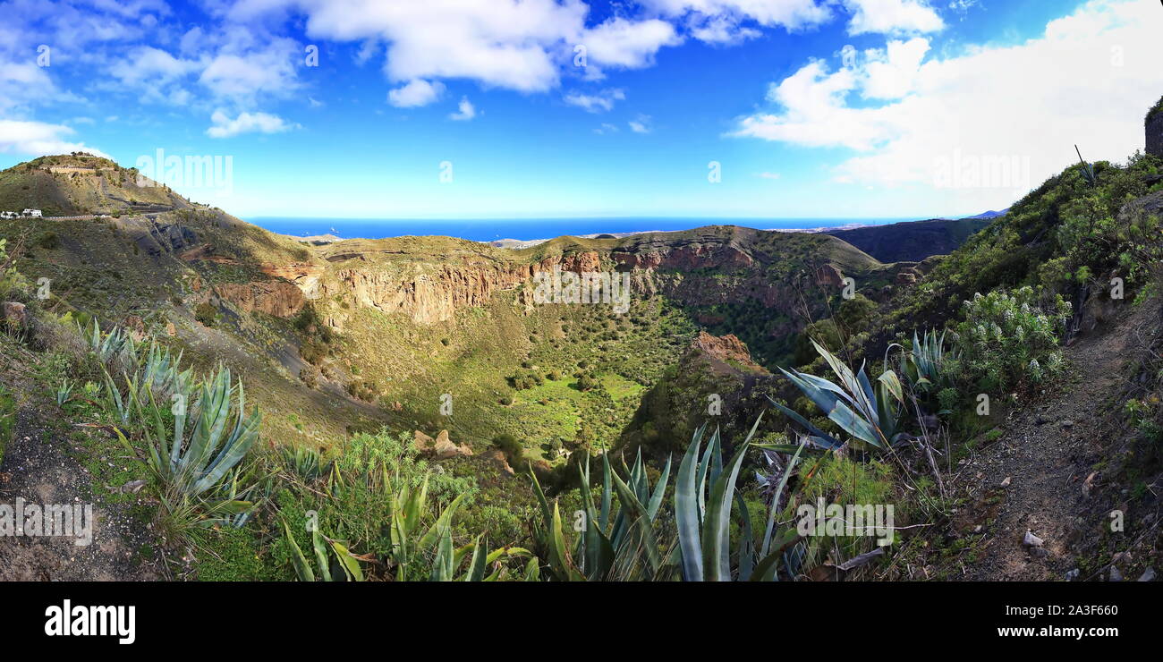 Le cratère de Bandama est un volcan éteint sur Gran Canaria Banque D'Images