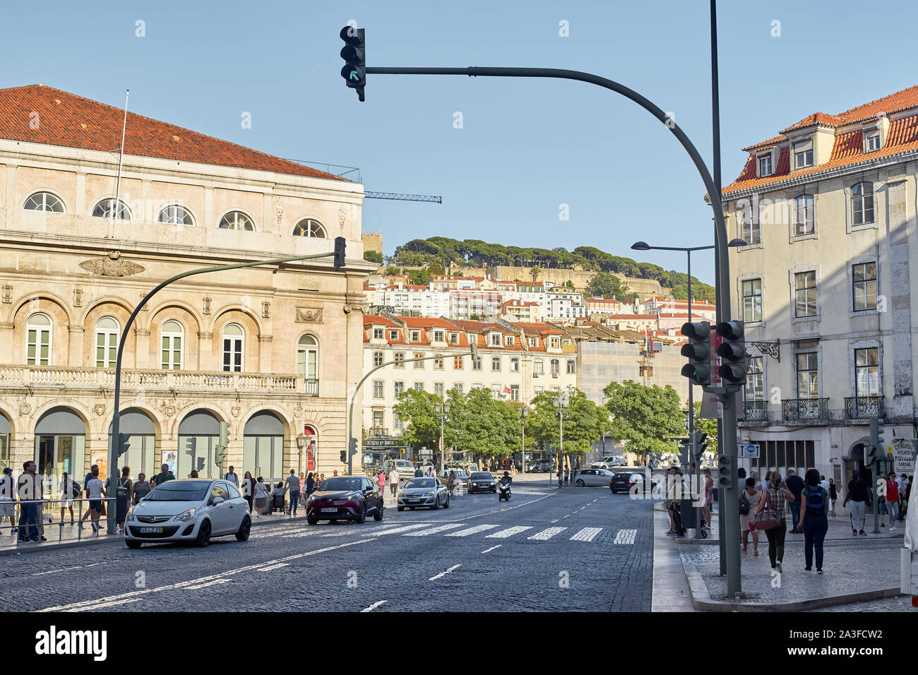 Lisbonne, Portugal - 29 août 2019 : façades de bâtiments traditionnels dans le centre historique de Lisbonne Banque D'Images