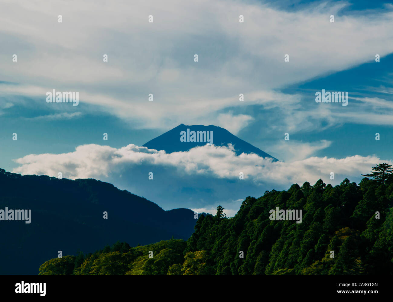 La vue sur le Mont Fuji, le Lac Ashi Hakone, Japon Banque D'Images