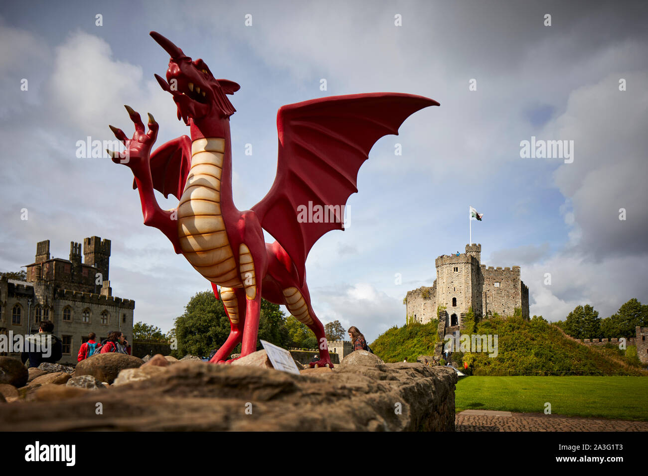 Pays de Galles Cardiff historique médiévale, le château de Cardiff Banque D'Images