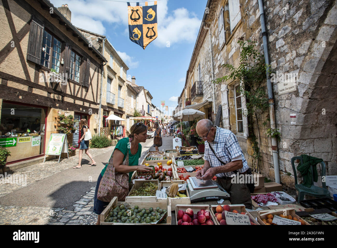 Monpazier, bastide ville de Dordogne fondée en 1284 par Édouard d'Angleterre 1 Banque D'Images