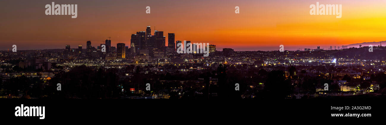 Rues de la région de Los Angeles au crépuscule Banque D'Images