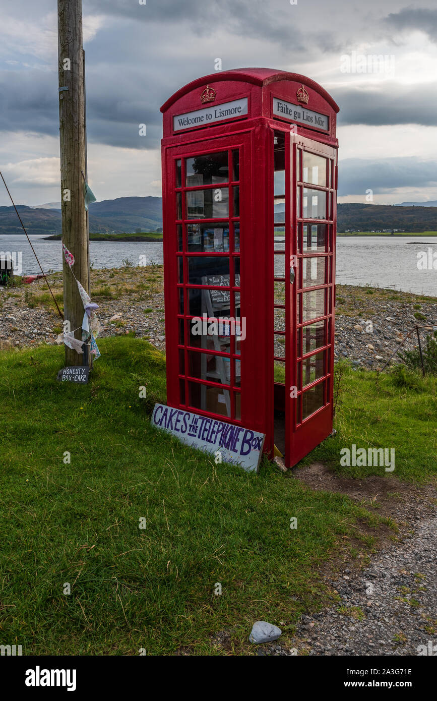 Téléphone converti fort à Port Ramsay sur l'île de Lismore écossais Banque D'Images