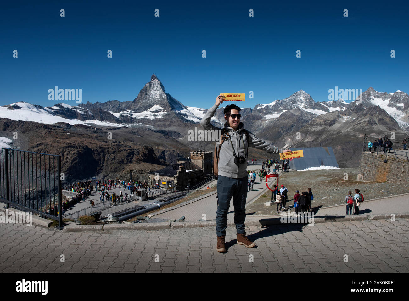Montrant Gornergrat Monte Rossa massif, au-dessus de Zermatt en Suisse. Septembre 2019 Le glacier du Gorner (allemand : Gornergletscher) est un glacier de vallée f Banque D'Images Montrant Gornergrat Monte Rossa massif, au-dessus de Zermatt en Suisse. Septembre 2019 Le glacier du Gorner (allemand : Gornergletscher) est un glacier de vallée f Banque D'Images