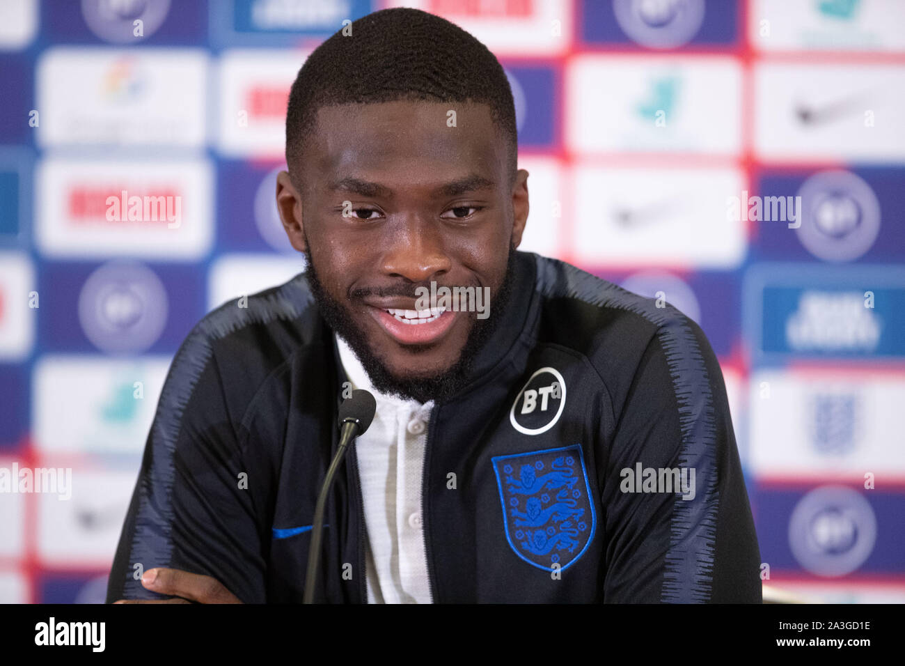 Burton upon Trent, Royaume-Uni. 05Th Oct, 2019. Fikayo Tamori lors d'une conférence de presse avant l'Angleterre l'UEFA Euro 2020 contre la République tchèque, qualificatif à St George's Park, le 8 octobre 2019 à Burton-upon-Trent, en Angleterre. (Photo : Richard Burley/phcimages.com) : PHC Crédit Images/Alamy Live News Banque D'Images