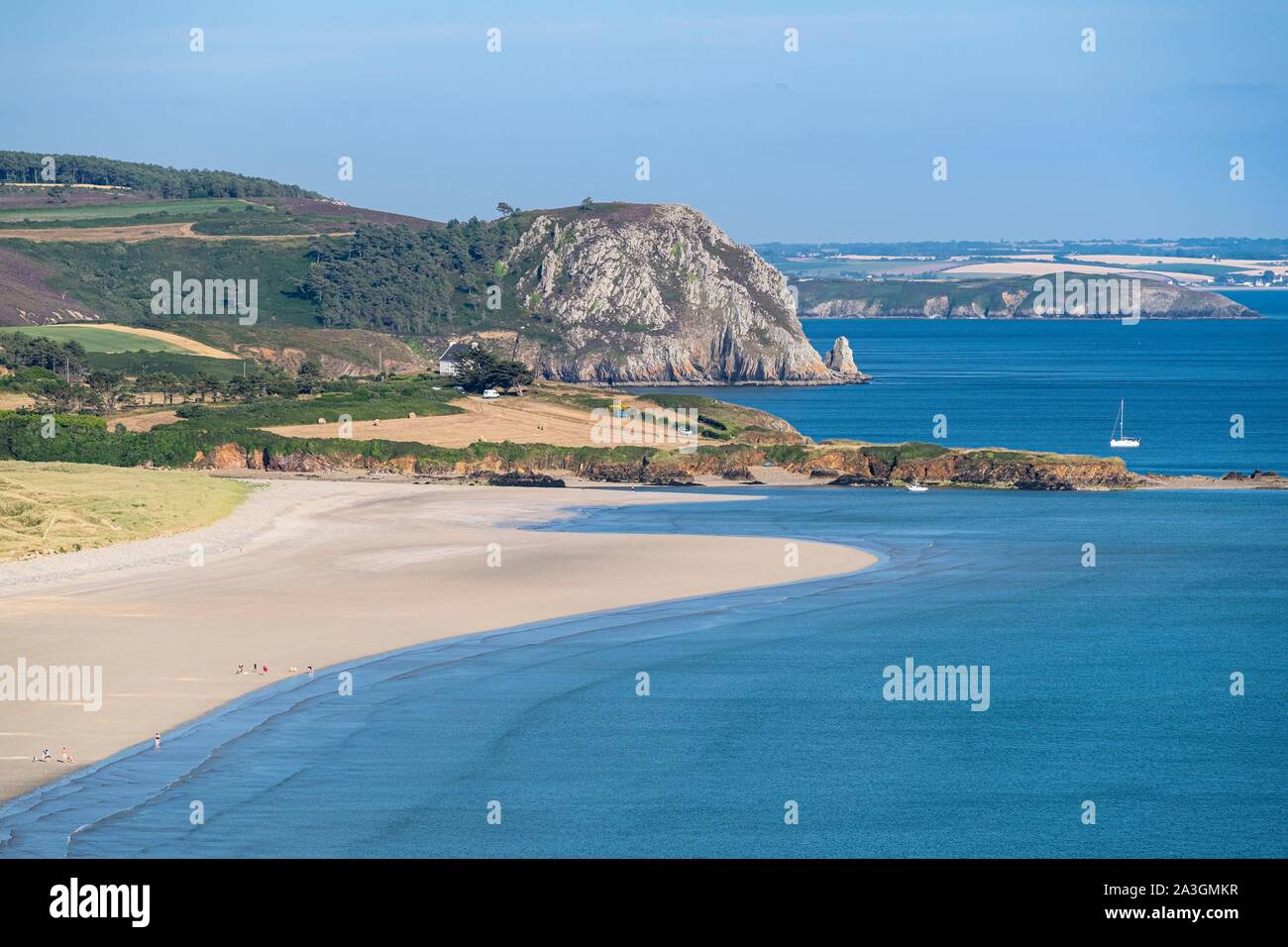 La France, Finistère, Parc naturel régional d'Armorique, la Presqu'île de Crozon, la baie de Douarnenez et la baie, Aber beach Banque D'Images