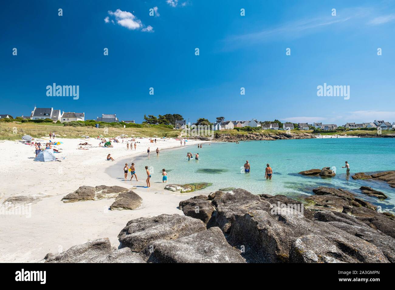 La France, Finistère, Tregunc Trevignon, beach Banque D'Images