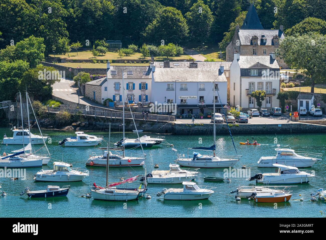 La France, Finistère, Riec-sur-Belon, Ros Bras Harbour sur l'Aven Banque D'Images La France, Finistère, Riec-sur-Belon, Ros Bras Harbour sur l'Aven Banque D'Images