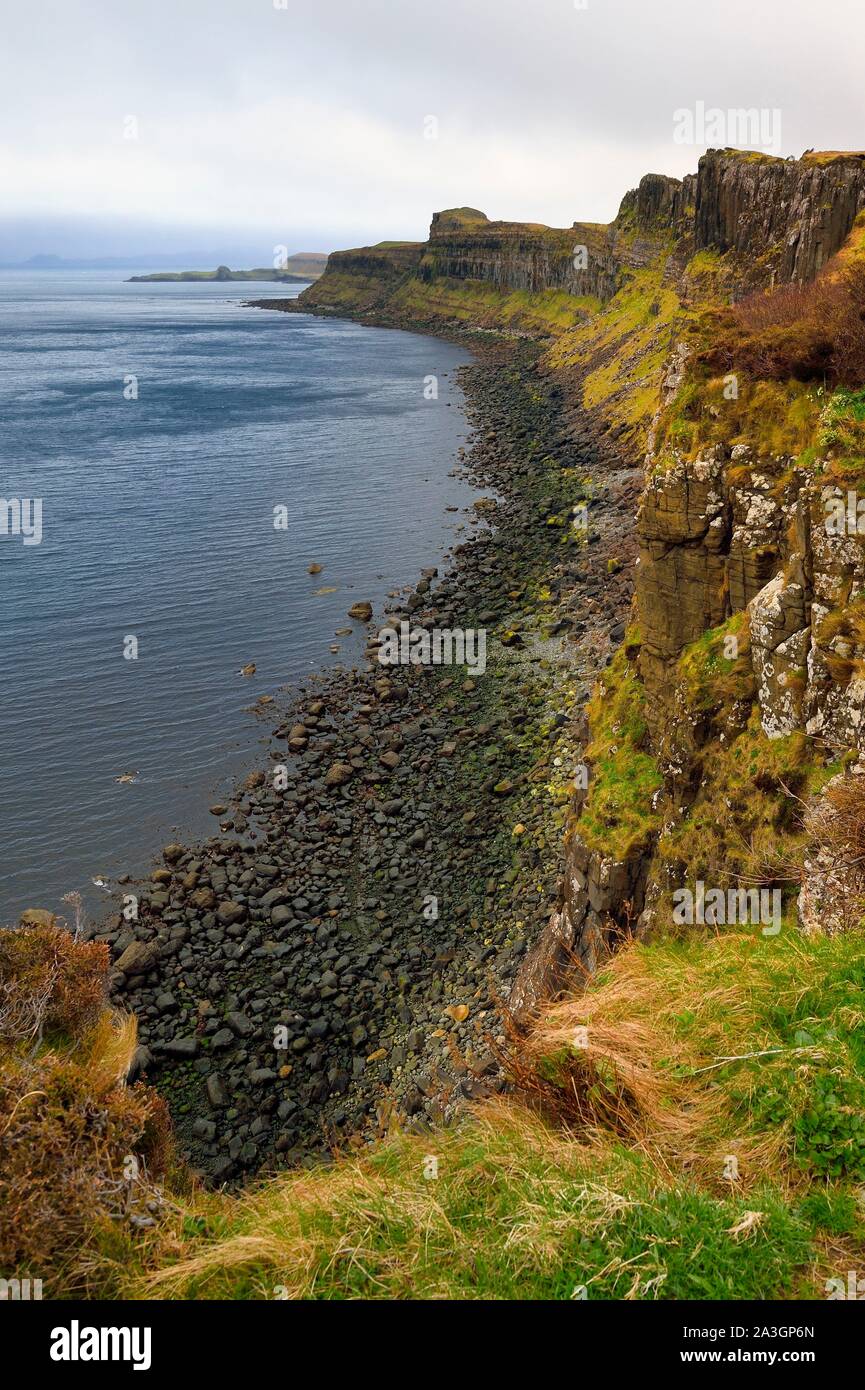 Royaume-uni, Ecosse, Highlands, Hébrides, île de Skye, Trotternish, Oban, le kilt Rock Banque D'Images