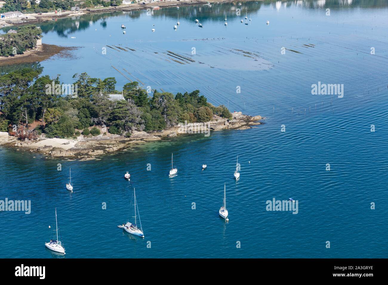 France, Morbihan, Golfe du Morbihan, l'île de Berder (vue aérienne) Banque D'Images