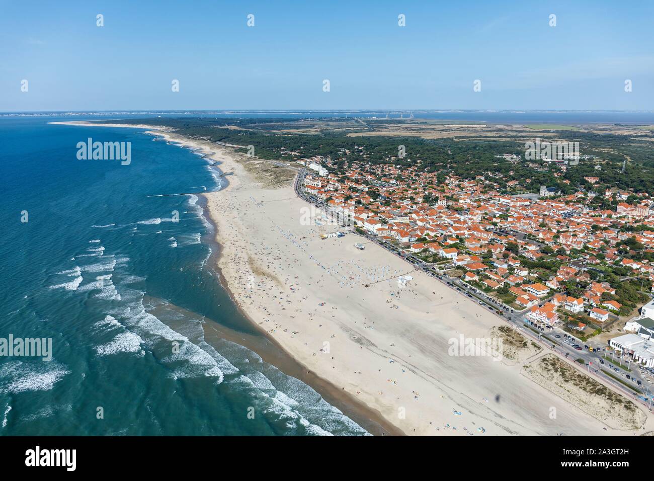 France, Gironde, Soulac-sur-Mer, la station balnéaire (vue aérienne) Banque D'Images