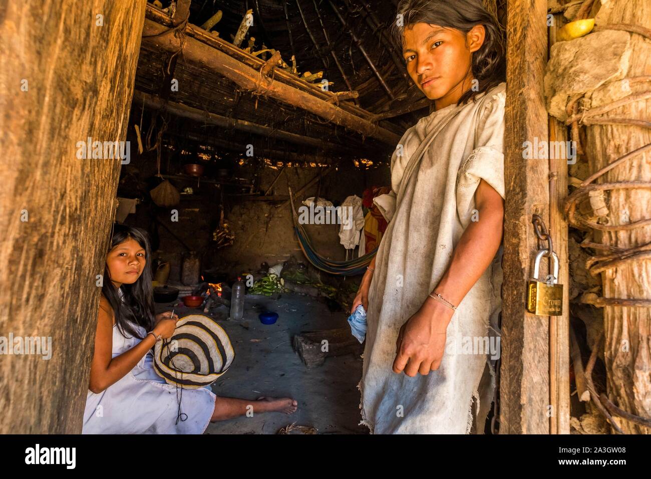 La Colombie, la Sierra Nevada de Santa Marta, Palomino, village kogi anonyme Banque D'Images