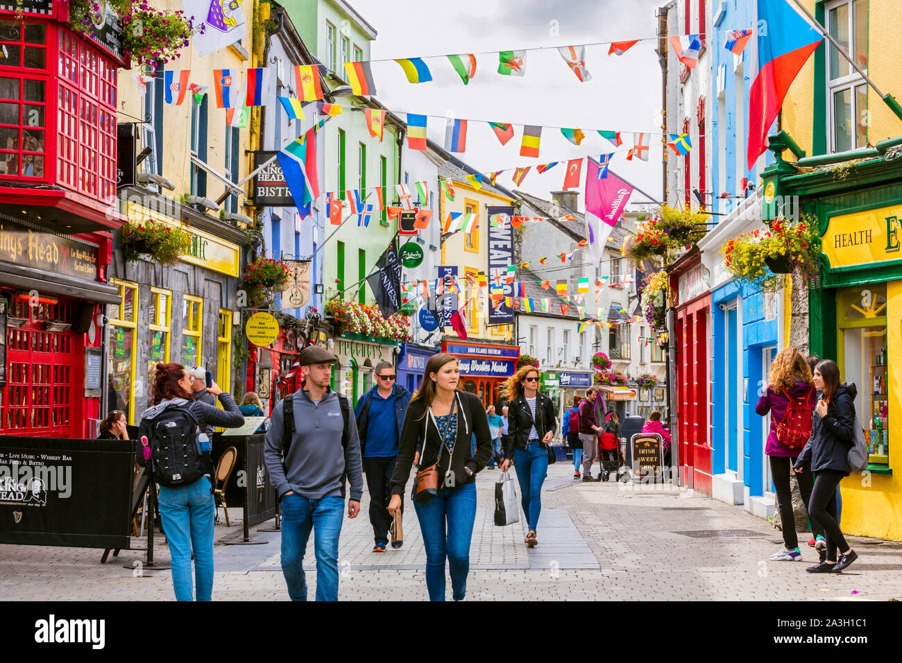 L'Irlande, dans le comté de Galway, Galway, High Street Banque D'Images