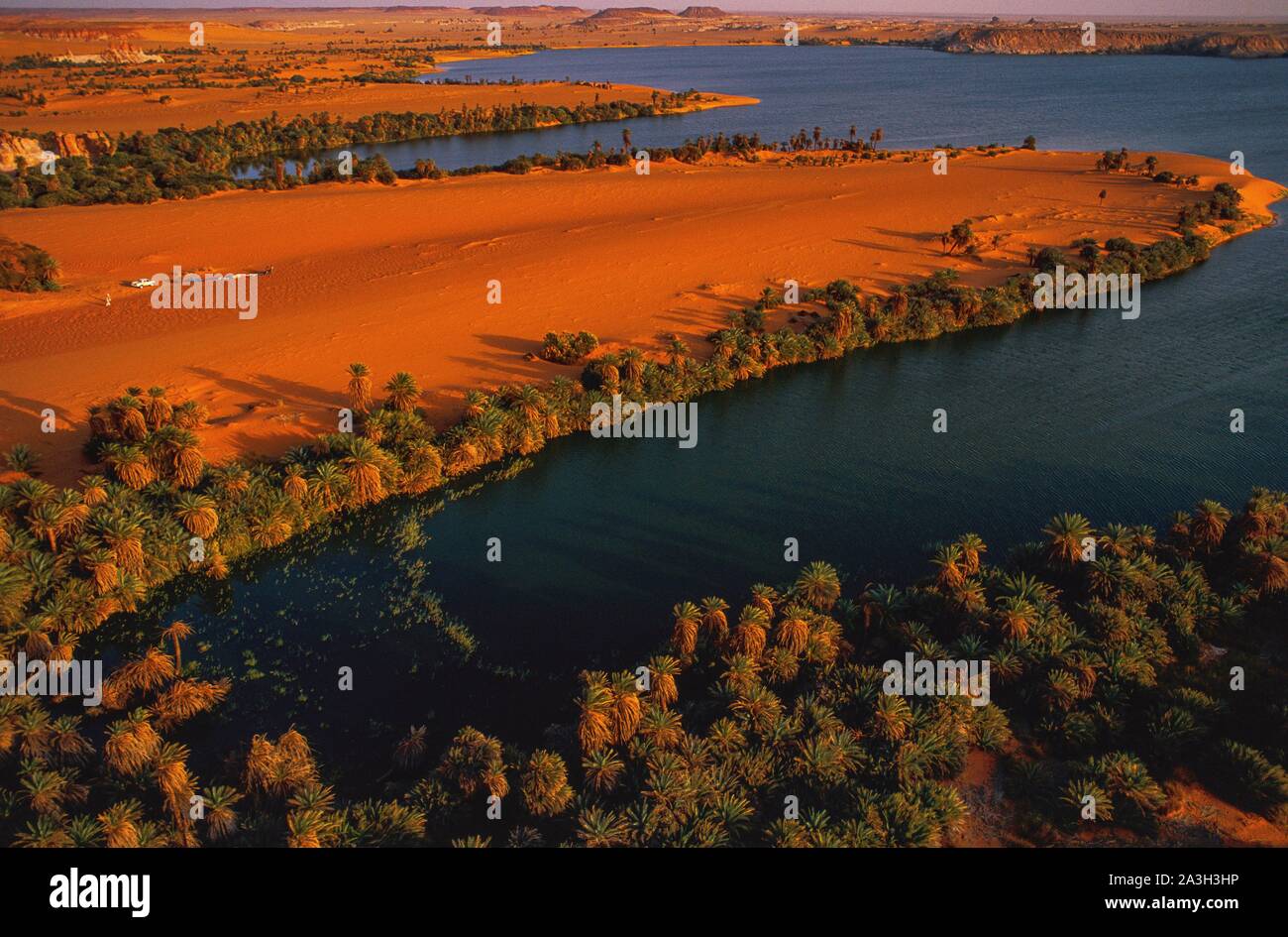 L'Ennedi, Tchad, Sahara, Ounianga Lacs Vu du ciel, Sahara, Tchad (vue aérienne) Banque D'Images