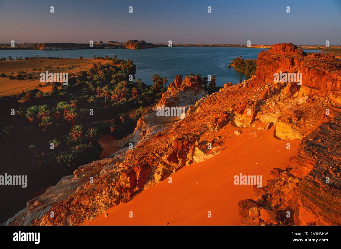 L'Ennedi, Tchad, Sahara, Ounianga Kebir Lacs, Sahara, Tchad Banque D'Images