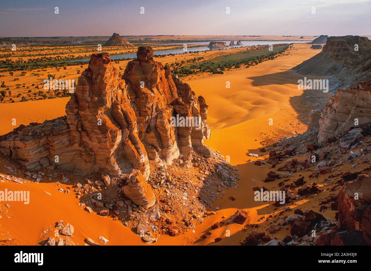 L'Ennedi, Tchad, Sahara, Ounianga Serir Lacs, Sahara, Tchad Banque D'Images