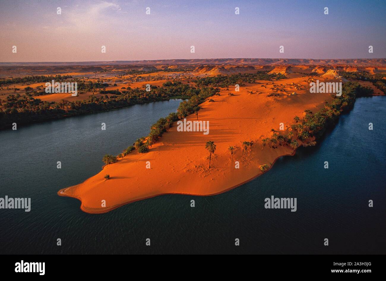 L'Ennedi, Tchad, Sahara, Ounianga Lacs Vu du ciel, Sahara, Tchad (vue aérienne) Banque D'Images