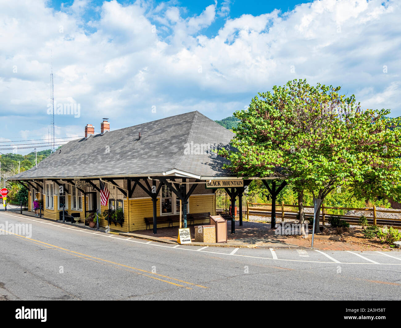 Station de chemin de fer de la ville de la Montagne Noire dans les Blue Ridge Mountains de Caroline du Nord aux États-Unis Banque D'Images