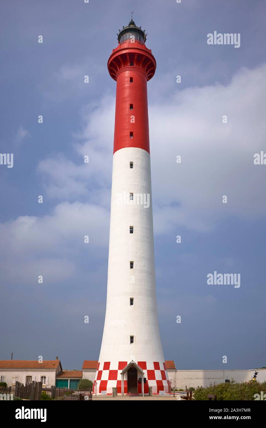 France, Charente Maritime, de la pointe de la Coubre, La Tremblade, le phare de la Coubre Banque D'Images