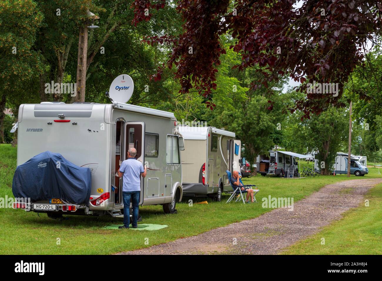 France, Loiret, Gien, camping touristique de Gien (Gien Camping), Camping Cars Banque D'Images