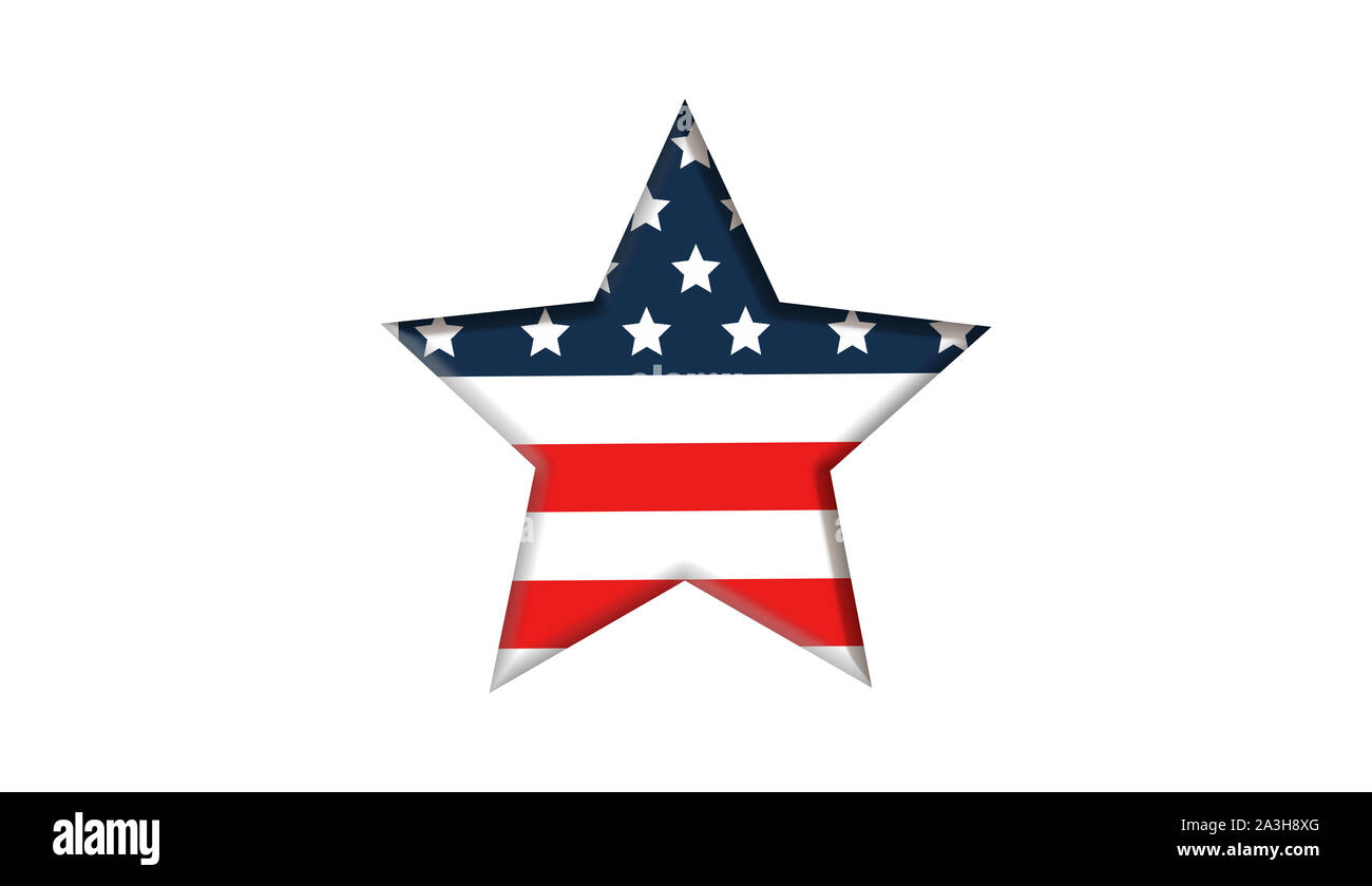 USA flag en étoile. Drapeau américain en forme d'étoile Banque D'Images