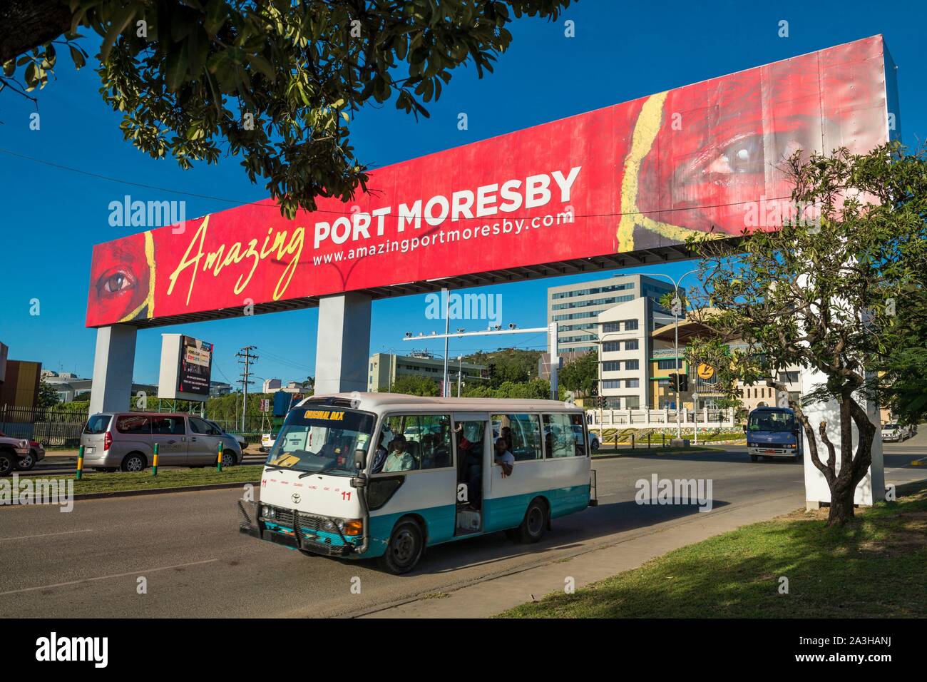 La Papouasie-Nouvelle-Guinée, la Papouasie-Nouvelle-bay, District de la capitale nationale, la ville de Port Moresby, district de Waigani, campagne de promotion de la ville, près de la ville de Vision Banque D'Images