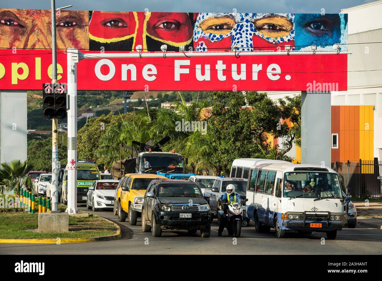 La Papouasie-Nouvelle-Guinée, la Papouasie-Nouvelle-bay, District de la capitale nationale, la ville de Port Moresby, district de Waigani, campagne de promotion de la ville, près de la ville de Vision Banque D'Images