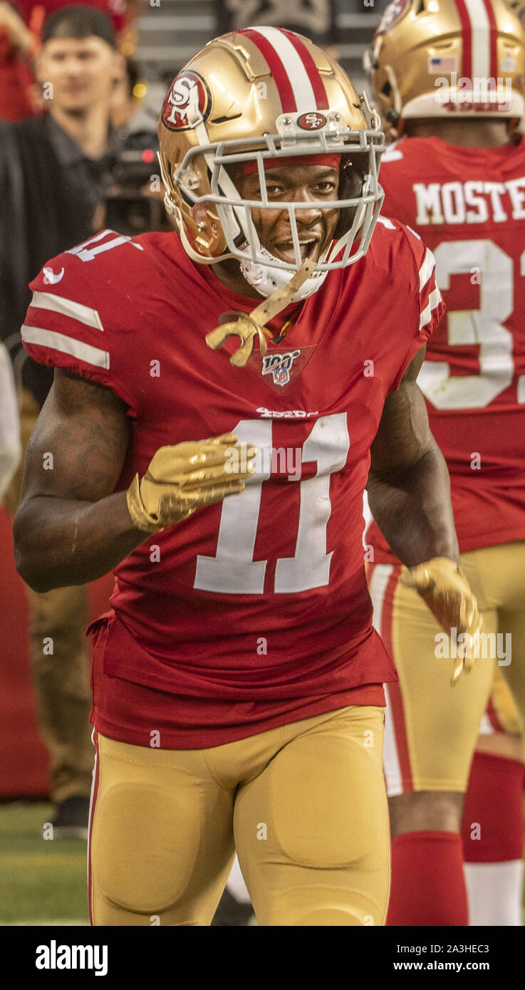 Santa Clara, Californie, États-Unis. Oct 7, 2019. San Francisco 49ers wide receiver Marquise Goodwin (11) le lundi 7 octobre 2019, au stade de Lévis à Santa Clara, en Californie. Les 49ers défait les Browns 31-3. Crédit : Al Golub/ZUMA/Alamy Fil Live News Banque D'Images