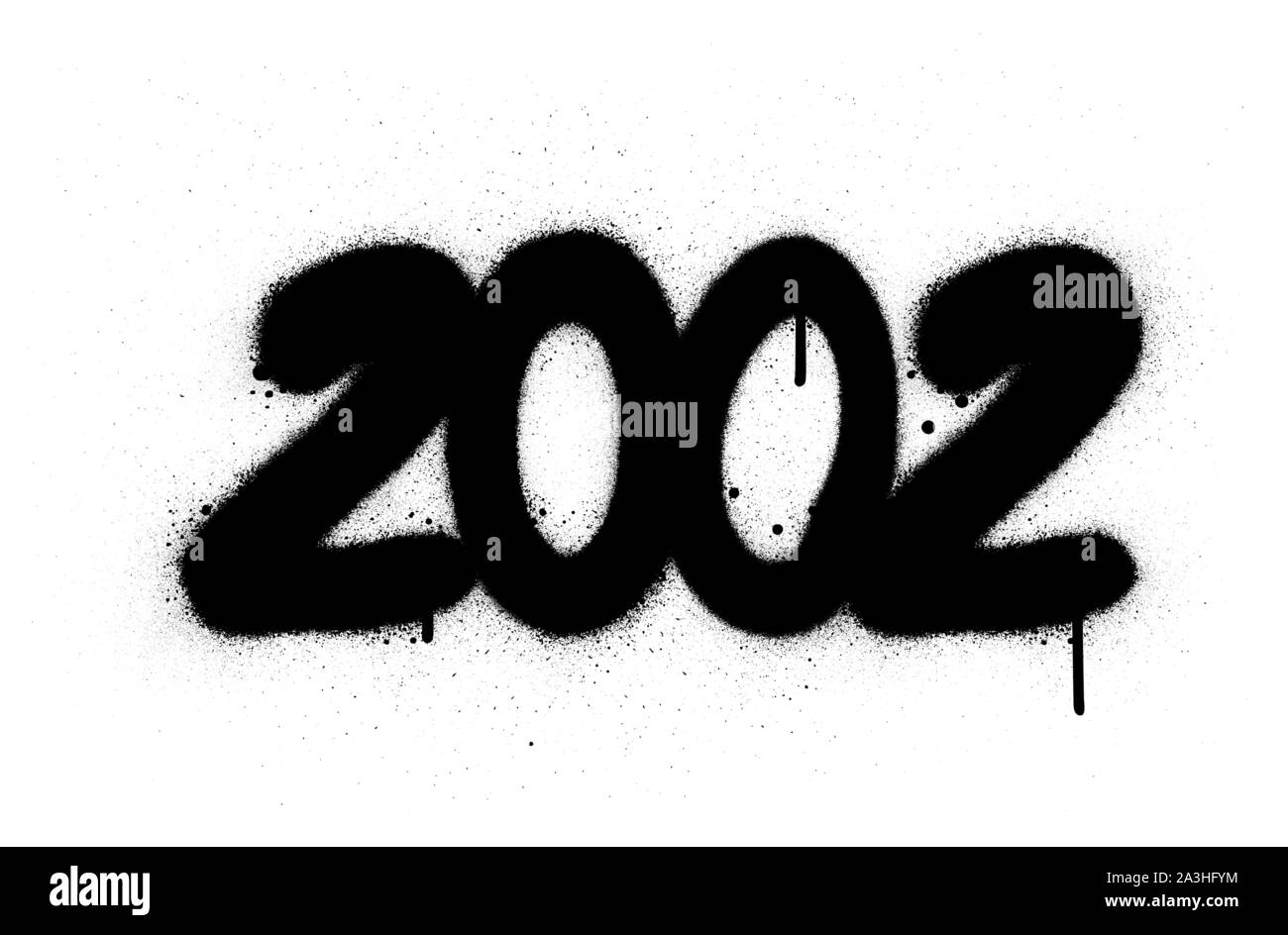 Nombre graffiti 2002 pulvérisé en noir sur fond blanc Illustration de Vecteur