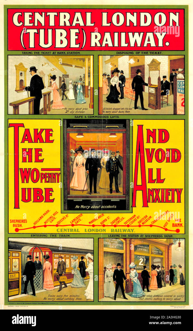 Métro de Londres à propos de l'affiche 1900 Banque D'Images