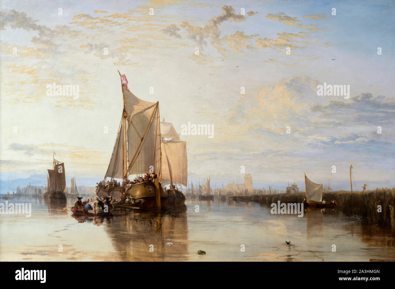 Dort ou Dordrecht : l Dort Packet-Boat de Rotterdam Encalminé par JMW Turner, huile sur toile, c.1818 Banque D'Images