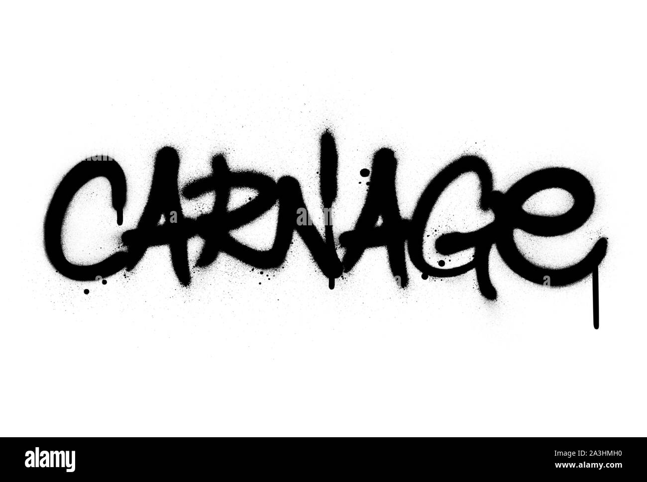 Carnage graffiti mot pulvérisé en noir sur fond blanc Illustration de Vecteur