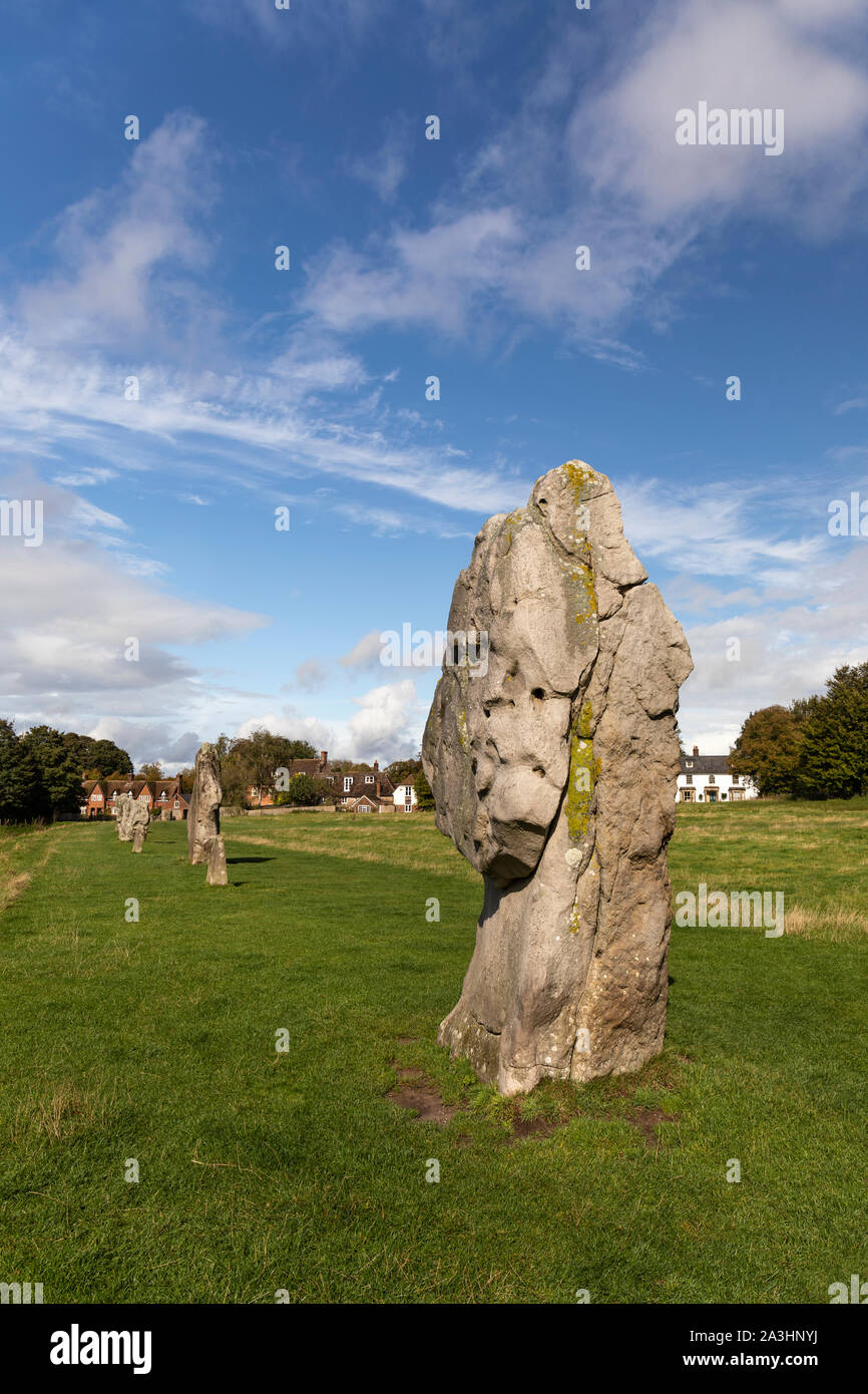 Pierres permanentes à Avebury, Wiltshire, site classé au patrimoine mondial de l'UNESCO, Angleterre, Royaume-Uni Banque D'Images