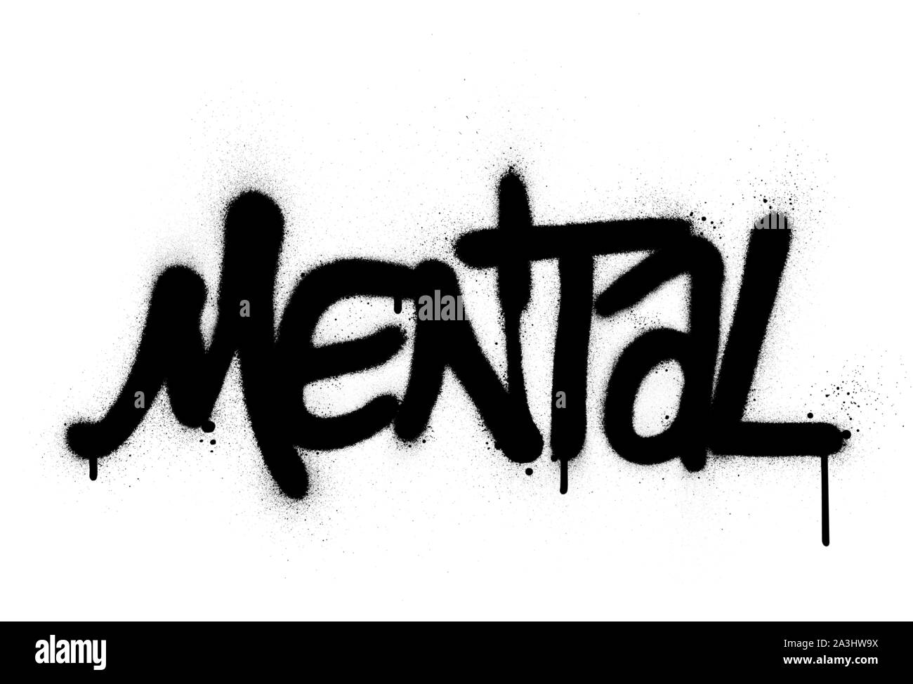 Mentale graffiti mot pulvérisé en noir sur fond blanc Illustration de Vecteur