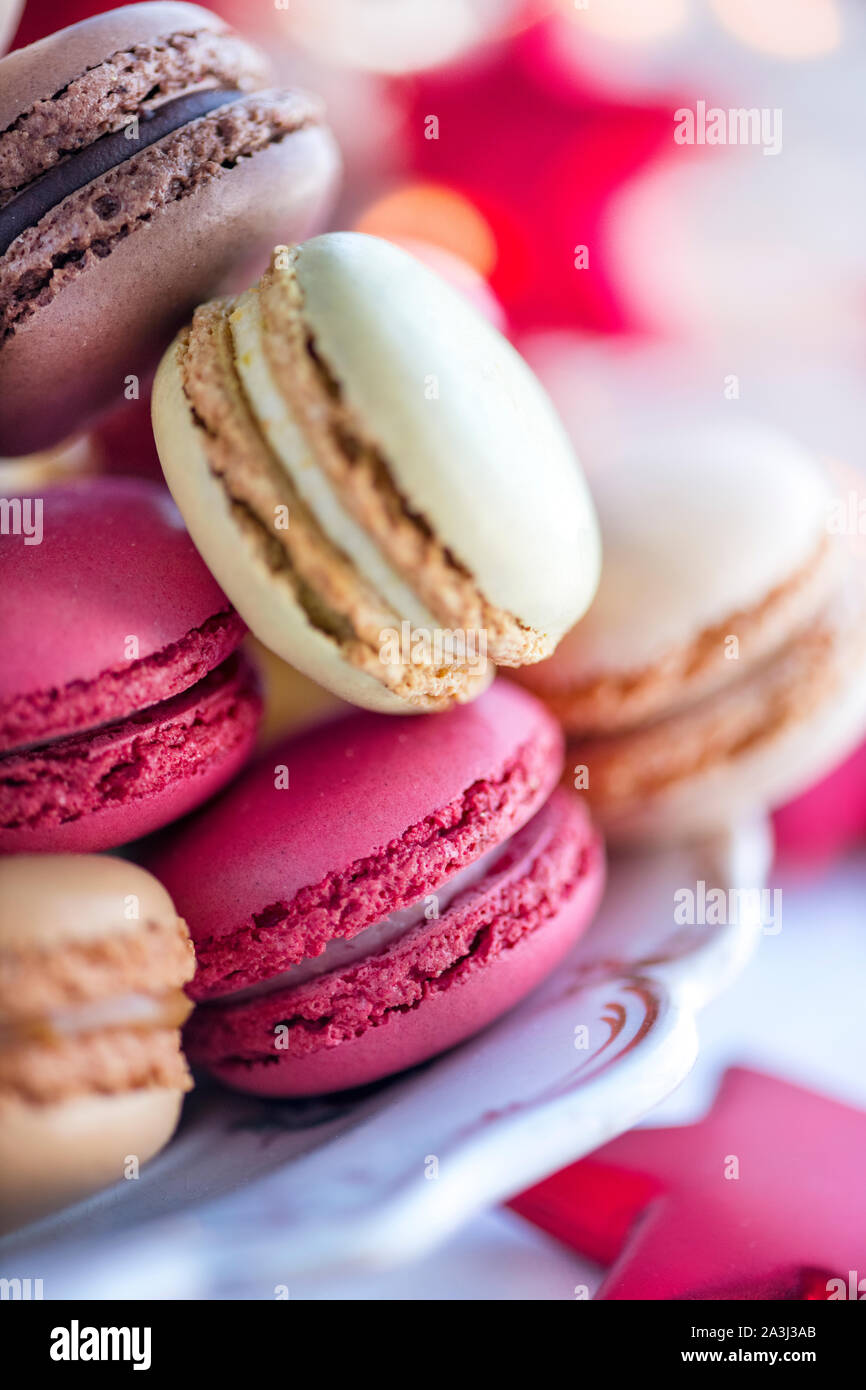 Macarons de noël saison macro point sélective du texte sur lay Banque D'Images