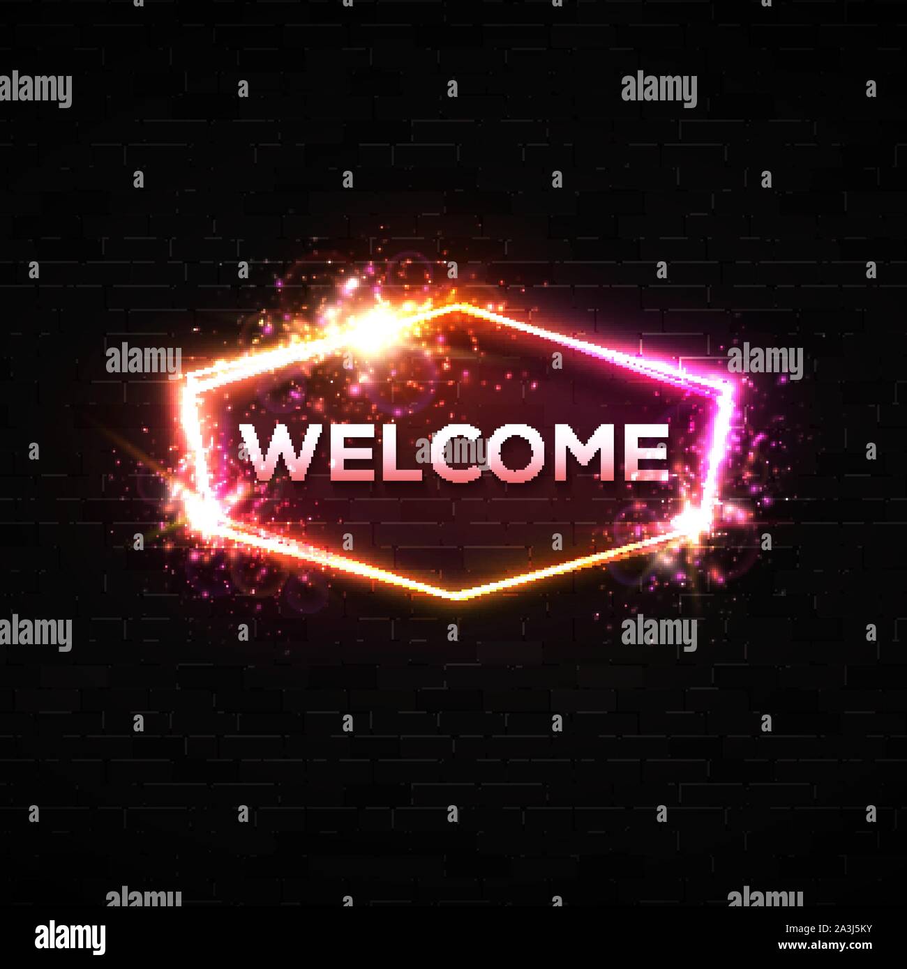 Neon light sign Bienvenue sur fond noir. Illustration de Vecteur Neon light sign Bienvenue sur fond noir. Illustration de Vecteur