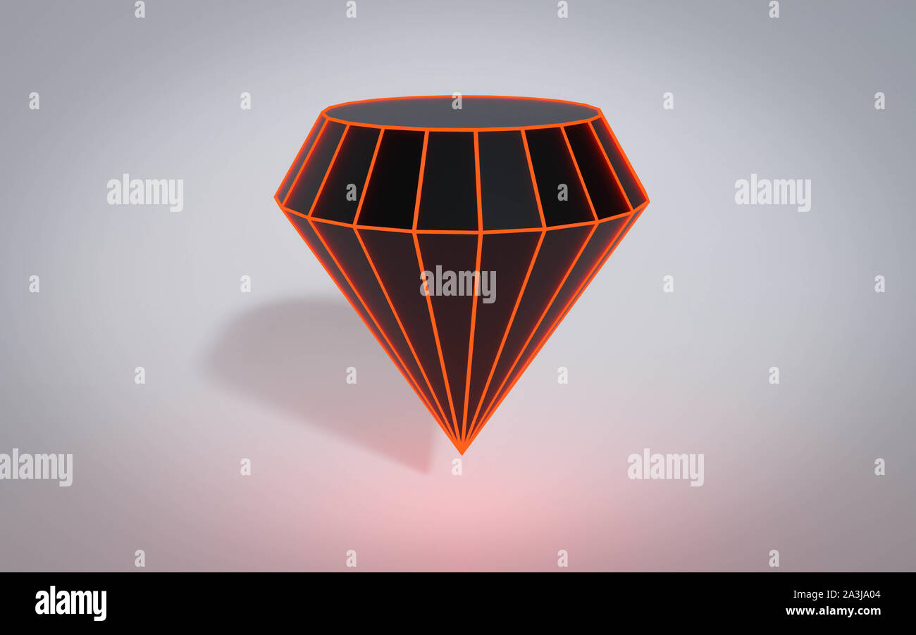Aléatoire géométrique rayonnante polygonale sombre avec le fil rouge diamant maille, la science moderne et de l'objet technique de rendu 3d illustration Banque D'Images