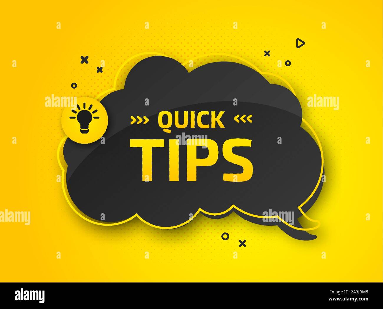 Conseils, trucs et astuces utiles. Bannière avec des informations utiles. Info-bulle colorée, indice pour site web. Icône Vecteur de solution, des conseils. Bulle noire o Illustration de Vecteur