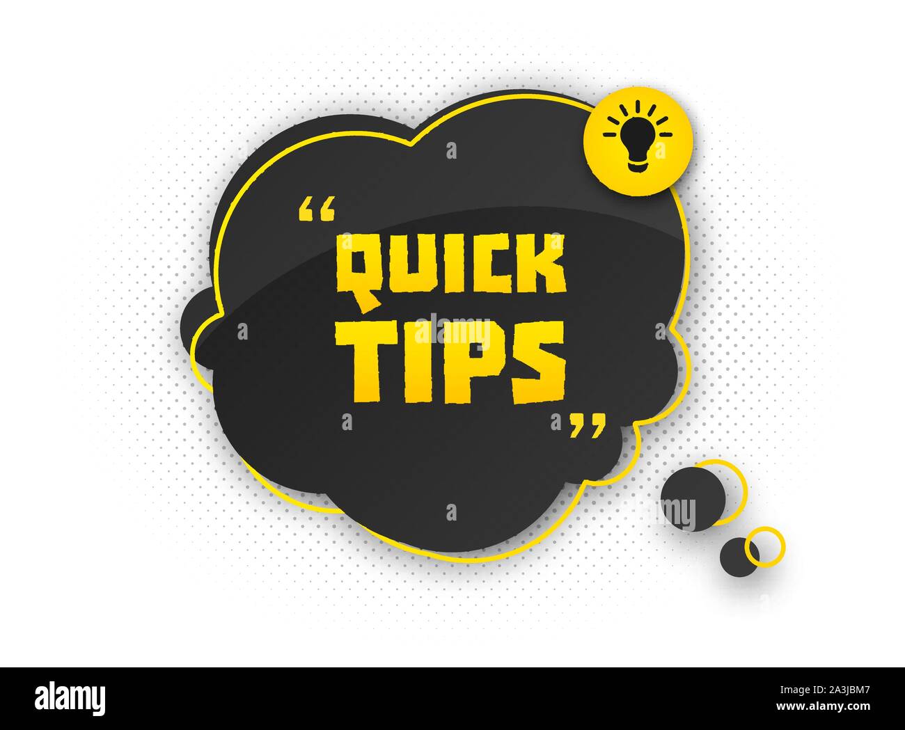 Conseils, trucs et astuces utiles. Bannière avec des informations utiles. Info-bulle colorée, indice pour site web. Icône Vecteur de solution, des conseils. Noir - discours jaune Illustration de Vecteur