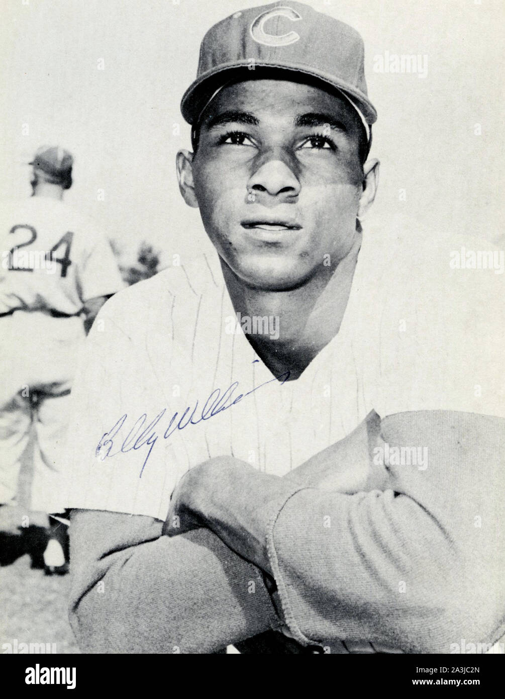 Photo autographiée de Hall of Fame joueur de baseball Billy Williams des Chicago Cubs. Banque D'Images