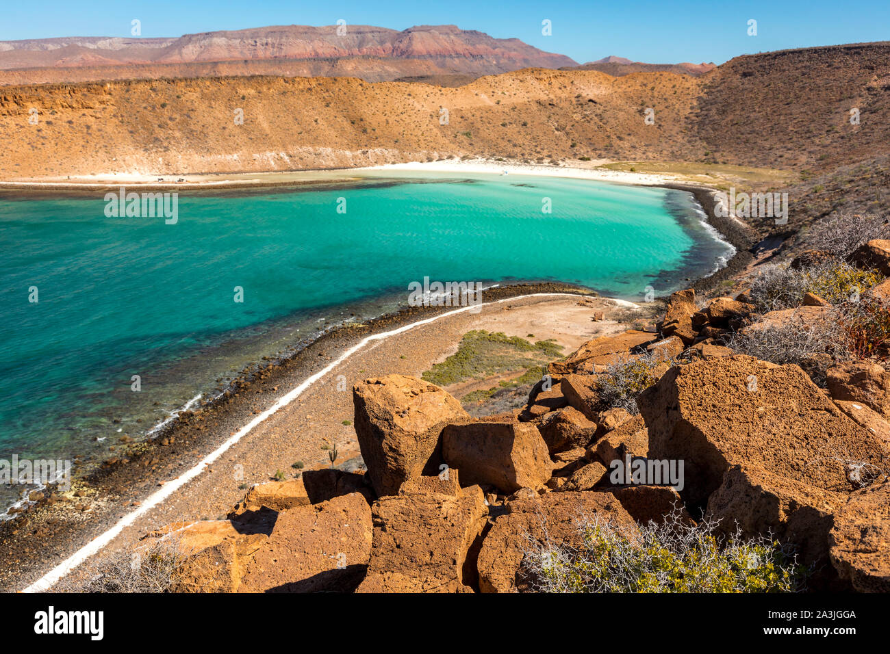Une superbe baie sur Isla Espíritu Santo dans le golfe de Californie au large de La Paz sur la péninsule de Baja California, au Mexique. Banque D'Images