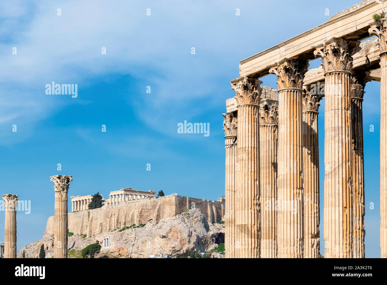 L'Athènes antique et le temple du Parthénon, l'Acropole en Grèce Banque D'Images