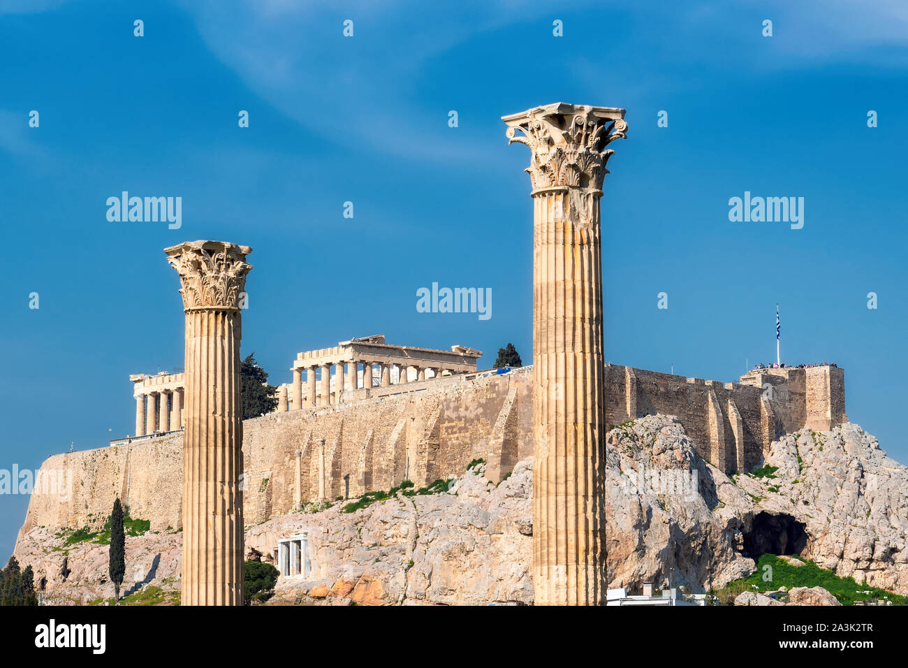 L'Athènes antique et le temple du Parthénon, l'Acropole en Grèce Banque D'Images