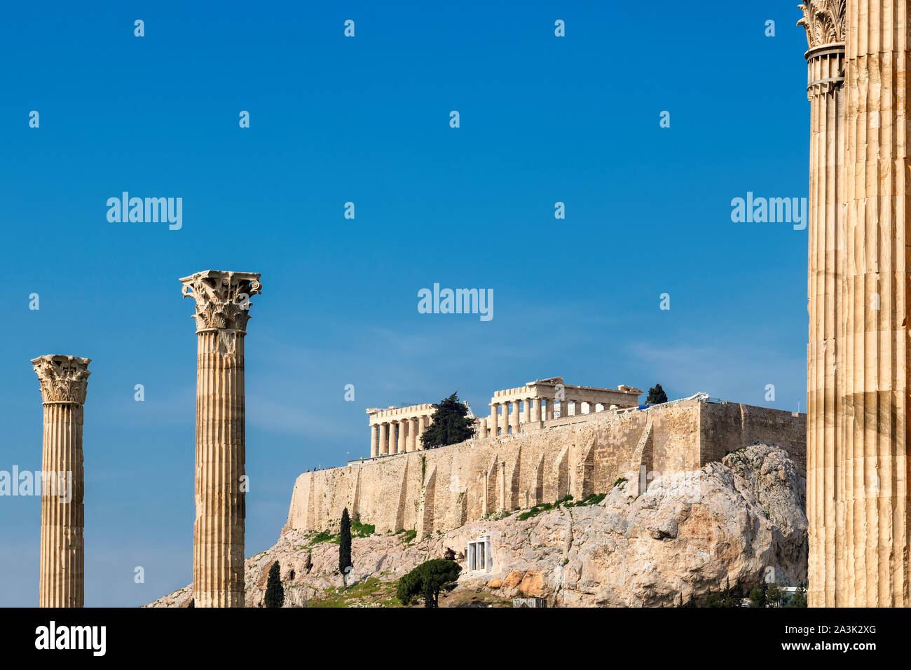 L'Athènes antique et le temple du Parthénon, l'Acropole en Grèce Banque D'Images