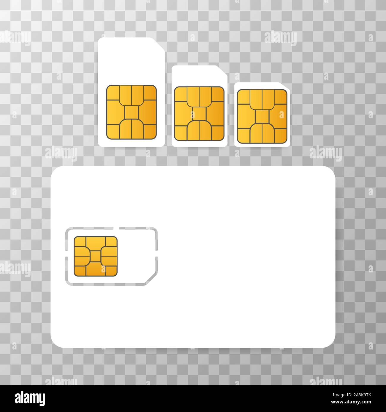 Ensemble De Carte Nano Sim De Blanc Pour Le Téléphone Avec La Puce  Brillante Dorée Des Deux Côtés Sur Le Blanc Vecteurs libres de droits et  plus d'images vectorielles de Carré 